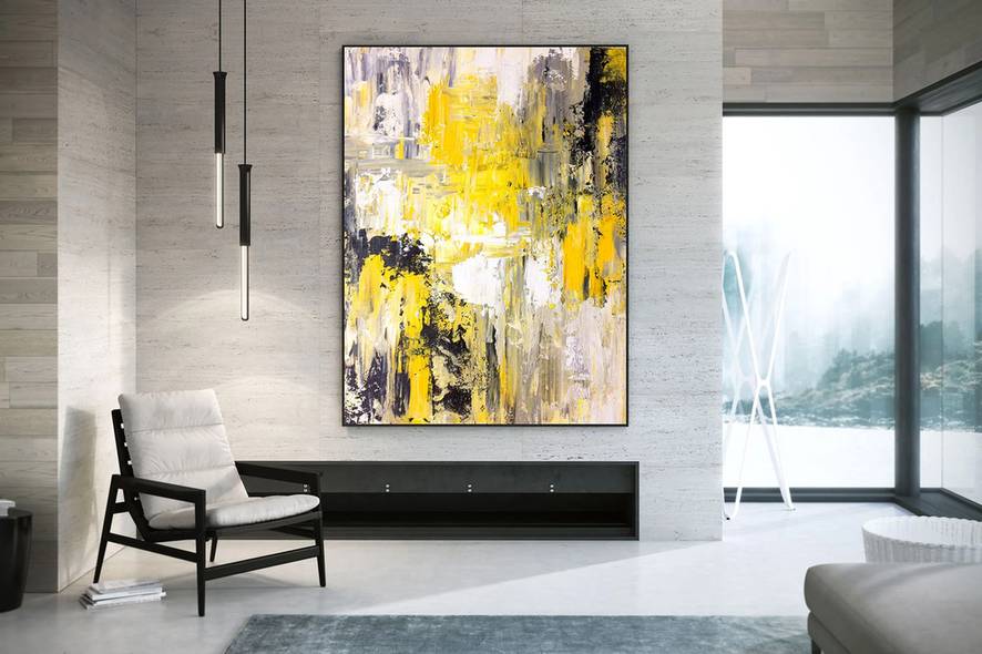 White Hand-painted Contemporary Abstract Canvas Wall Art MM2G4